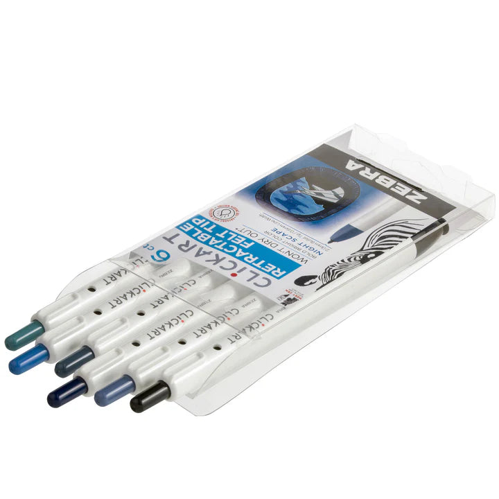 Clickart Retractable Felt Tip Marker 6-Pack - Night Scape