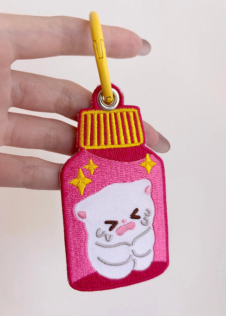 Maobabie Tummy Hurts Medicine Embroidered Keychain
