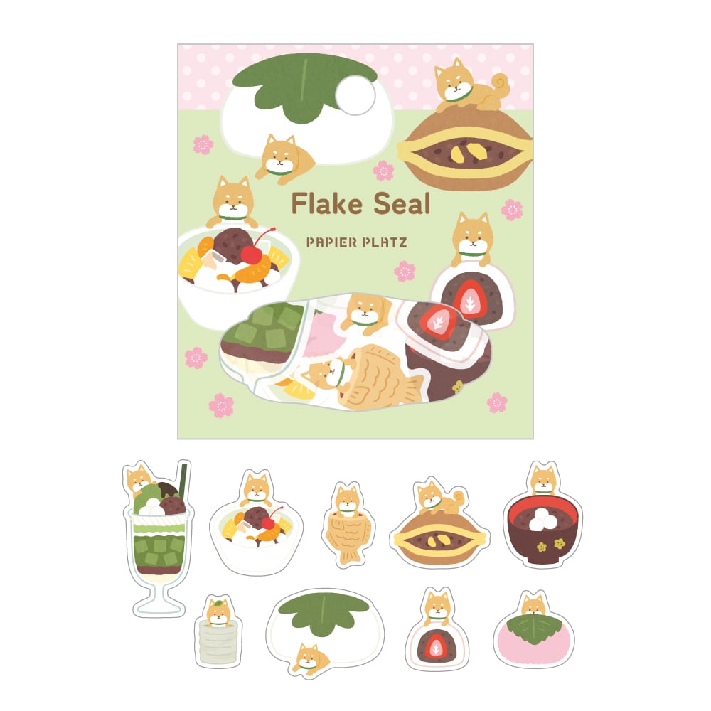 Papier Platz Flake Sticker - Shiba Inu Japanese Sweets