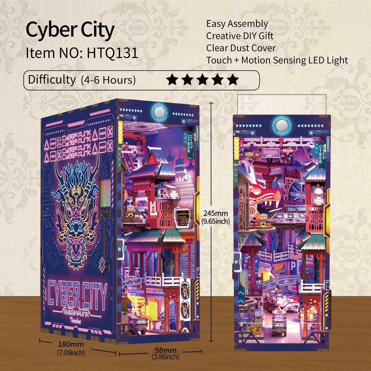 Diy Miniature House Book Nook Kit: Cyber City w/ Dust Cover