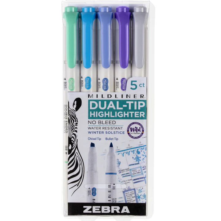 Zebra Mildliner Dual-Tip Highlighter 5-Pack - Winter Solstice