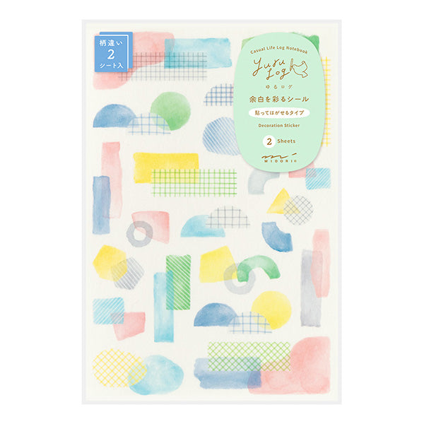 Yuru Log Margin Deco Sticker Sheets - Watercolor Collage