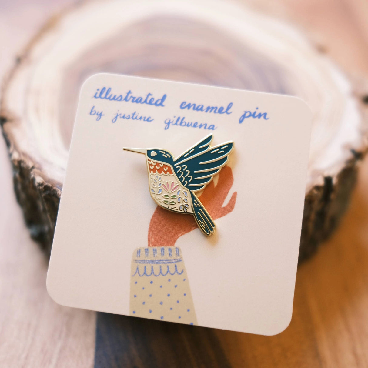 Hummingbird (Green) Enamel Pin