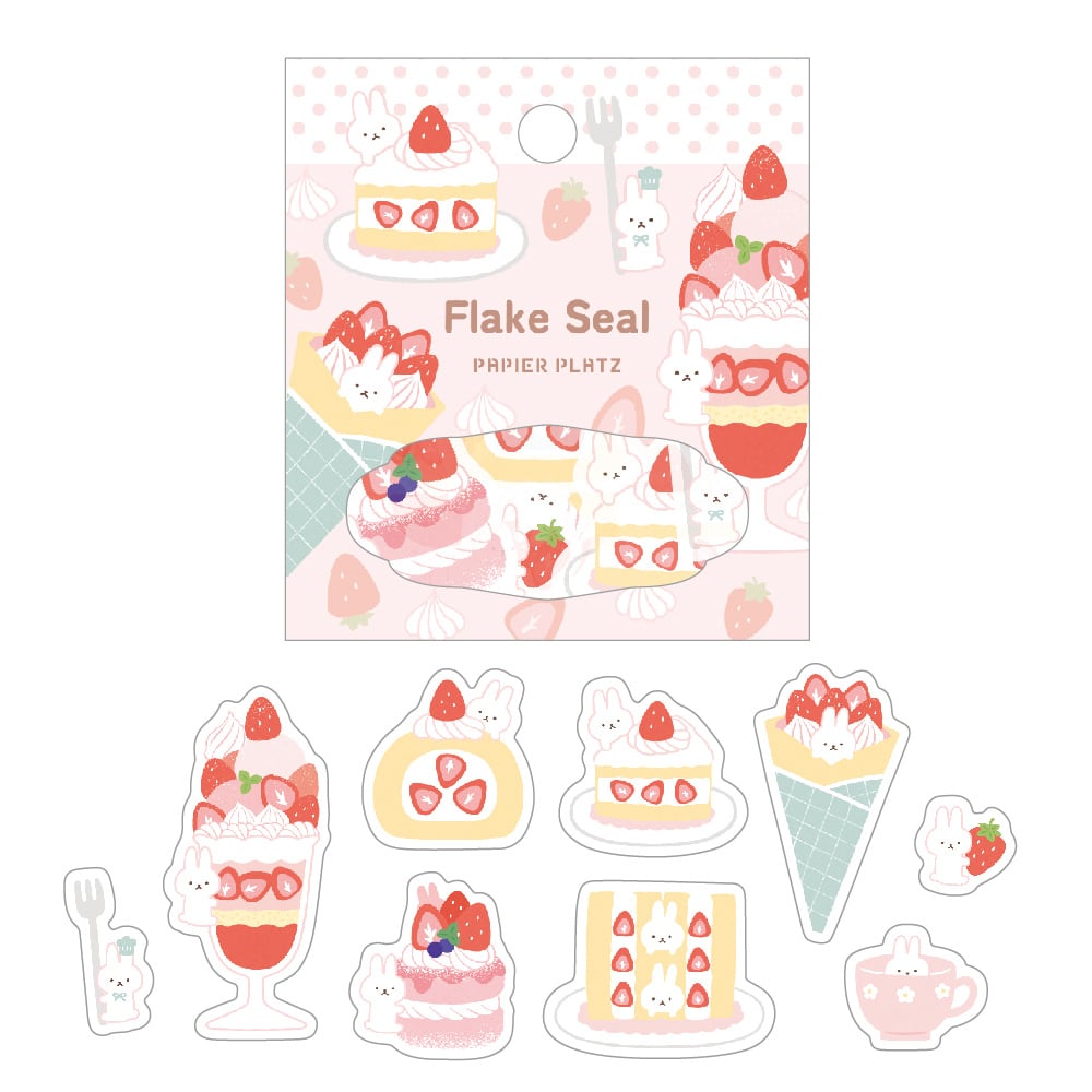 Papier Platz Flake Sticker - Rabbit Strawberry Sweets