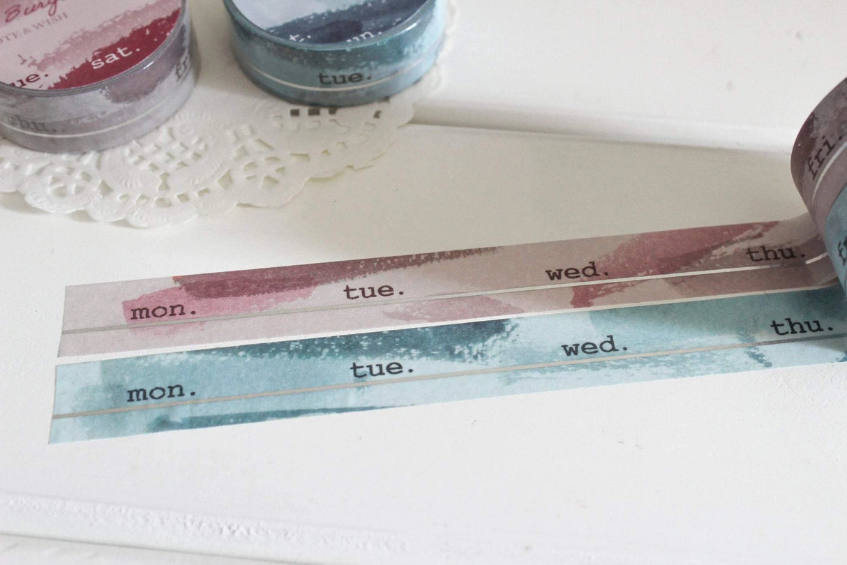 Note & Wish Burgundy and Navy Days Washi Tape