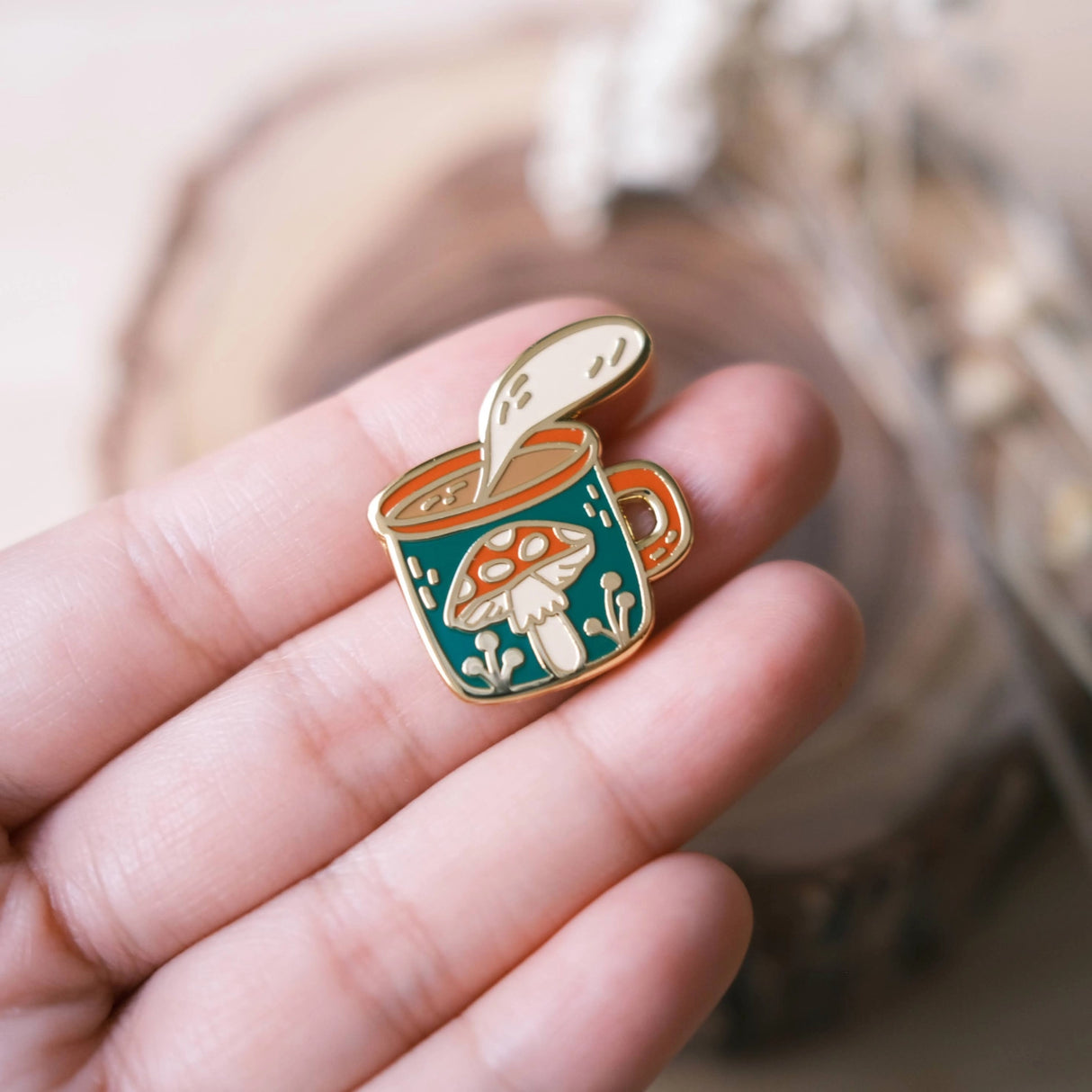 Mushroom Mug Enamel Pin