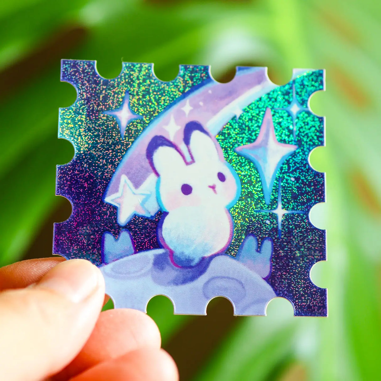 Rabbit in Outerspace Stamp Vinyl Sticker