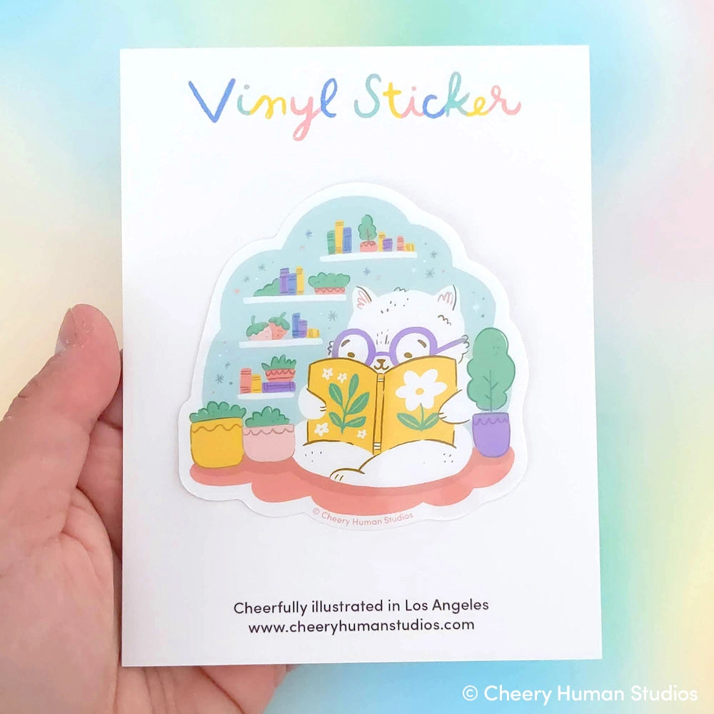 Reading Nook Cat Vinyl Sticker