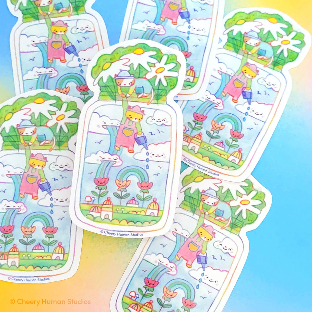 Tiny Worlds + Cats: Garden Vinyl Sticker