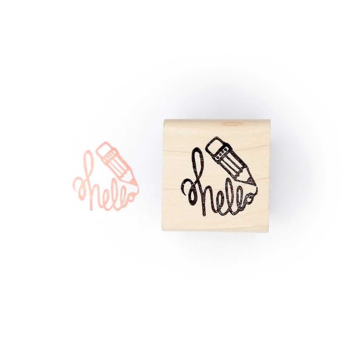 Hello Pencil Rubber Stamp