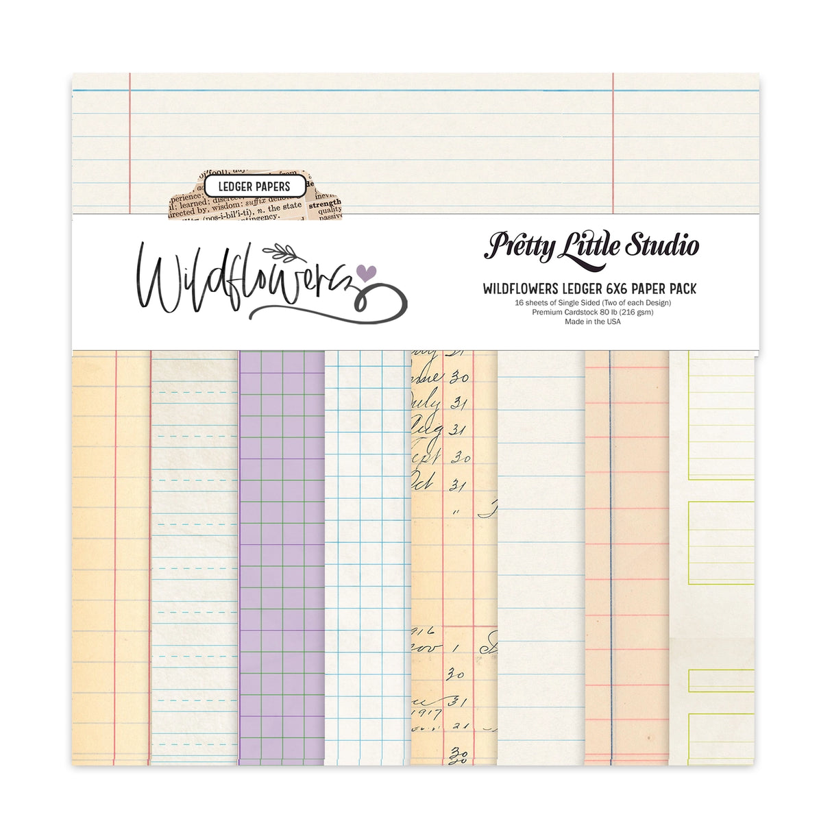 Wildflower Collection - Ledger 6x6 Single Sided Paper Pack - 16 Sheets