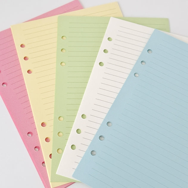 A5 Multicolored Lined Paper Inserts