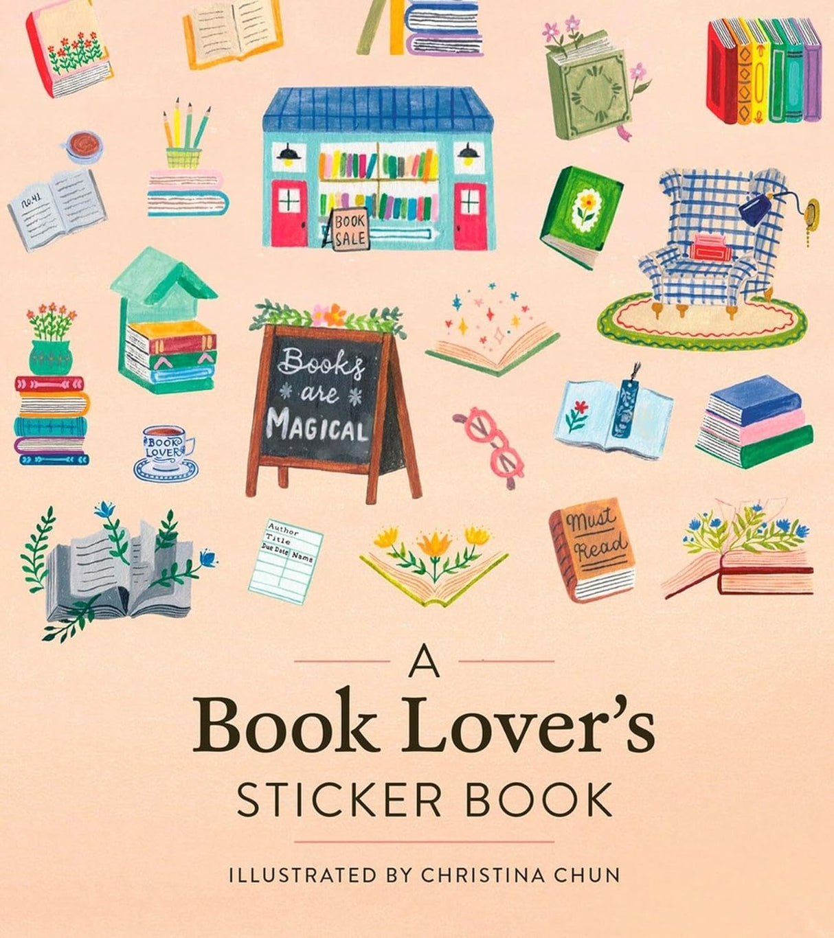 A collection of 400+ beautifully illustrated stickers that will delight bookworms.
Celebrate the joy of reading with this special collection of 500+ book-themed stickers, each one a tiny treasure and visual ode to the transformative power of books. The stickers within are thoughtfully hand-painted and designed to speak right to a book lovers heart: There are cozy shelves overflowing with carefully stacked books and potted plants; quaint bookstore facades that beckon readers inside with their artful and abu