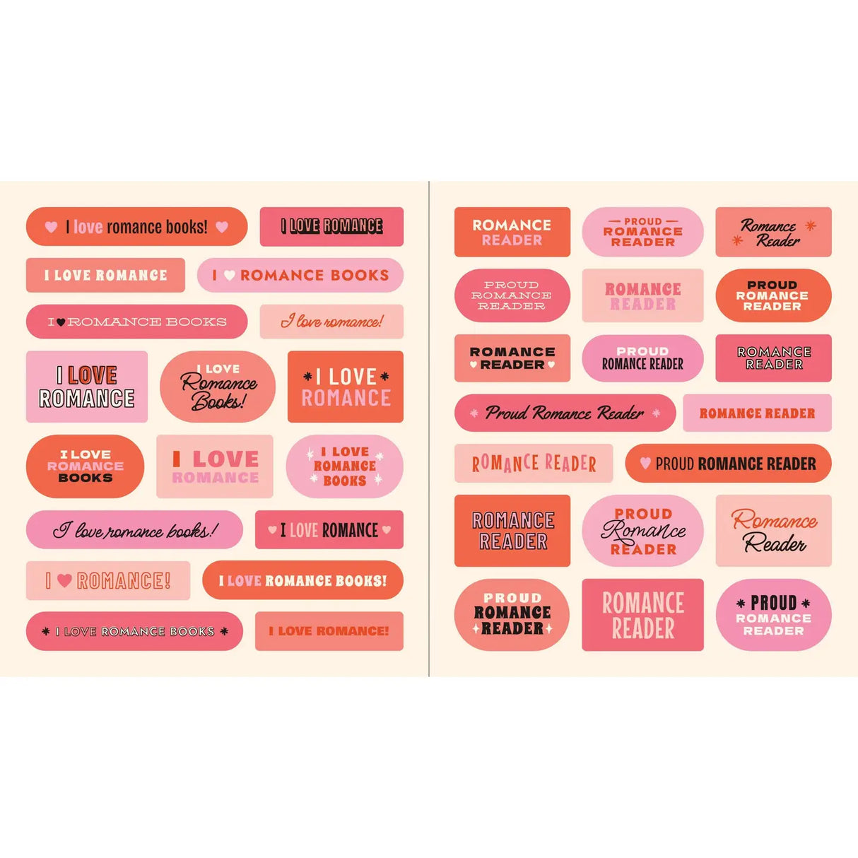 This is THE gift for the millions of romance readers who can't get enough of their favorite genre! There is so much to celebrate about romance books: the tropes, the characters, the language, the authors, the fanbase, the camaraderie . . .
Featuring hundreds of fun and colorful stickers, this gorgeous sticker book has it all: illustrated romance bookstores, phrases like "and then they kissed," "happily ever after," and "crying over fictional characters," subgenres, and more. It's the perfect self-purchase