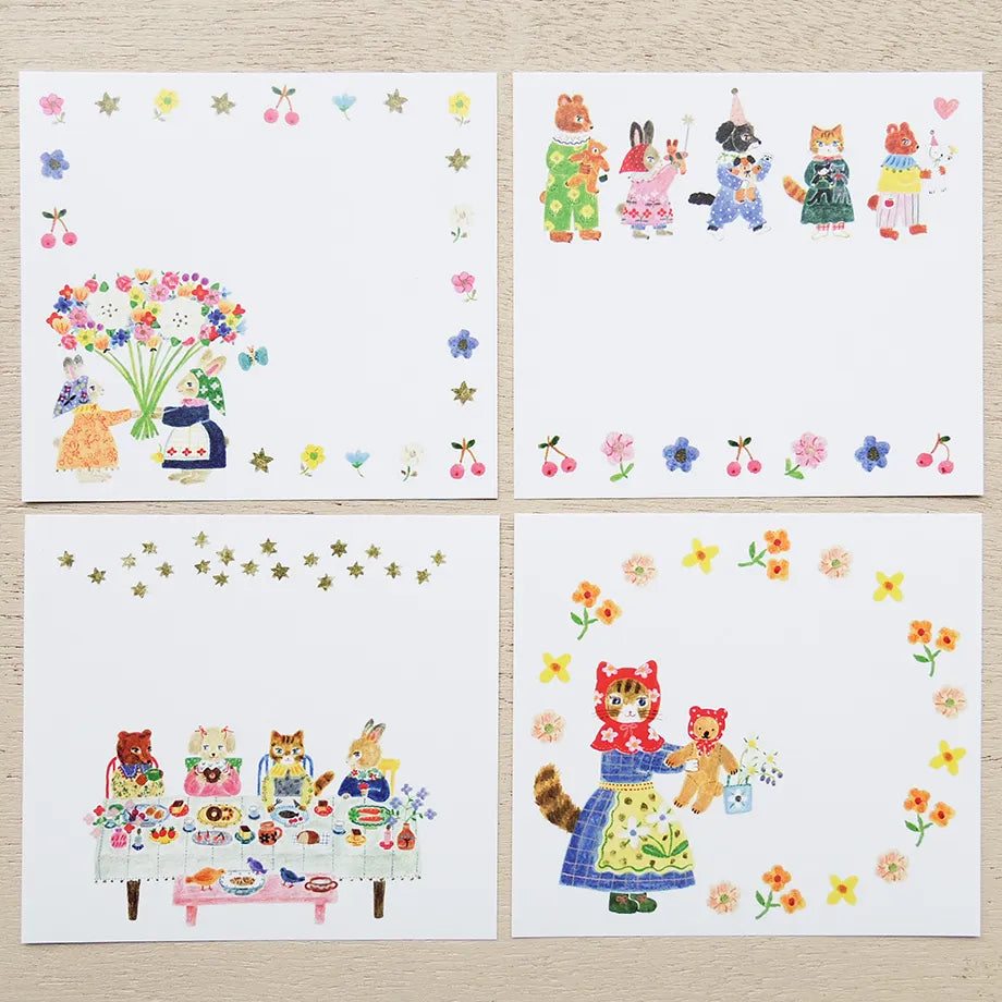 A block memo with many stylish and cute animals.
The flowers around me and the clothes everyone is wearing are so cute that every time I look at them, my heart flutters.
Pack of 120 sheets that can be used every day. Another point is that it is made of firm and thick paper, so it does not transfer to the back. Please use it not only as a memo, but also as a card to accompany the gift.