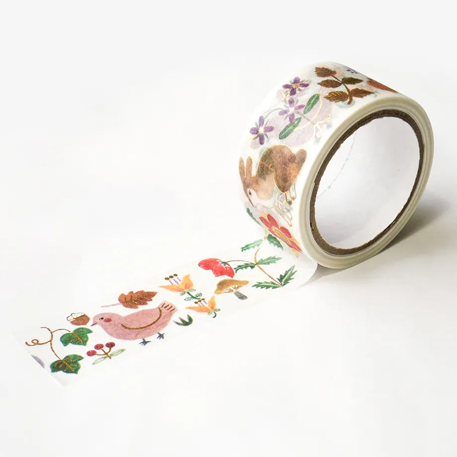 Cozyca Products - Aiko Fukawa Washi Tape - KUSAMURA Tape
Washi tape by illustrator Aiko Fukawa. The botanical pattern with flowers and animals is a stylish and cute design. Accented with glittering gold foil. It is also recommended for notebook deco
20mm wide x 5m long