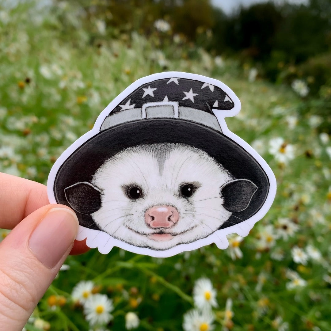 Allison Stoiser Art - Opossum Wizard Vinyl Sticker