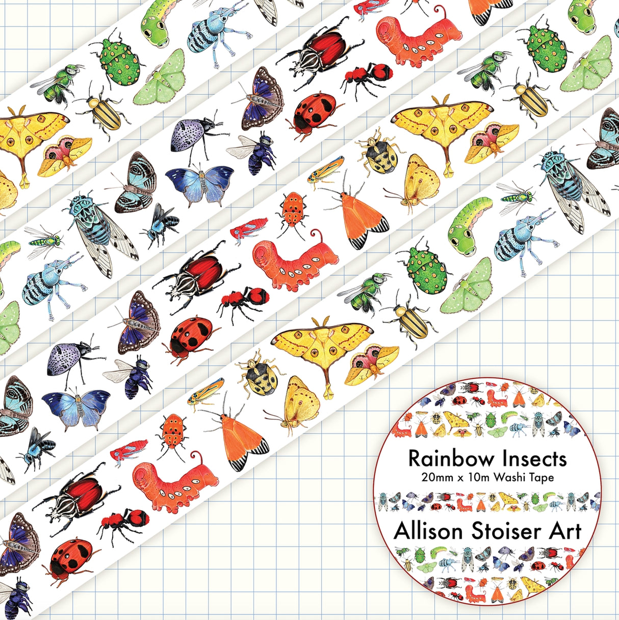 Allison Stoiser Art - Rainbow Insects Washi Tape