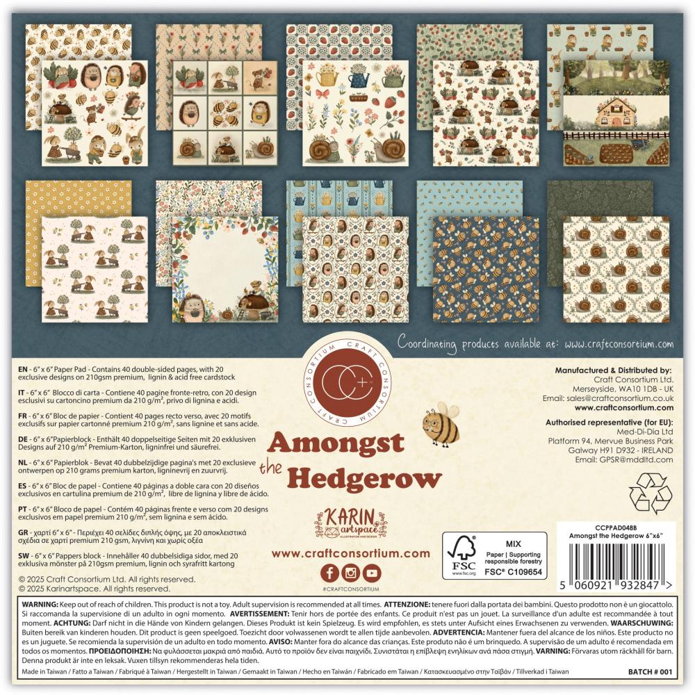 Craft Consortium Paper Pad 6"X6" - Amongst The Hedgerow