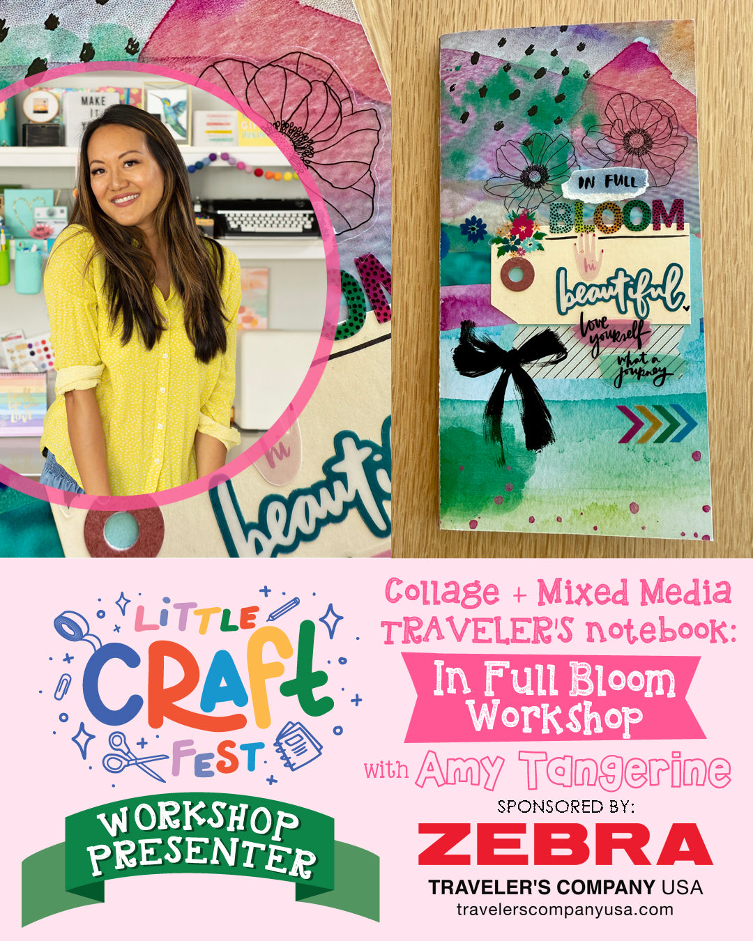 SOLD OUT! Collage + Mixed Media TRAVELER'S notebook Workshop In Full Bloom with Amy Tangerine