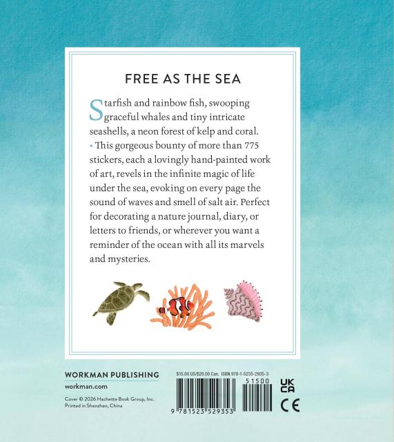 Enjoy a love letter to the sea with 775+ hand-painted stickers. Starfish and rainbow fish, swooping graceful whales and tiny intricate seashells, a neon forest of kelp and coral.
This gorgeous bounty of more than 775 stickers, each a lovingly hand-painted work of art, revels in the infinite magic of life under the sea, evoking on every page the sound of waves and smell of salt air.
Perfect for decorating a nature journal, diary, or letters to friends, or wherever you want a reminder of the ocean with all
