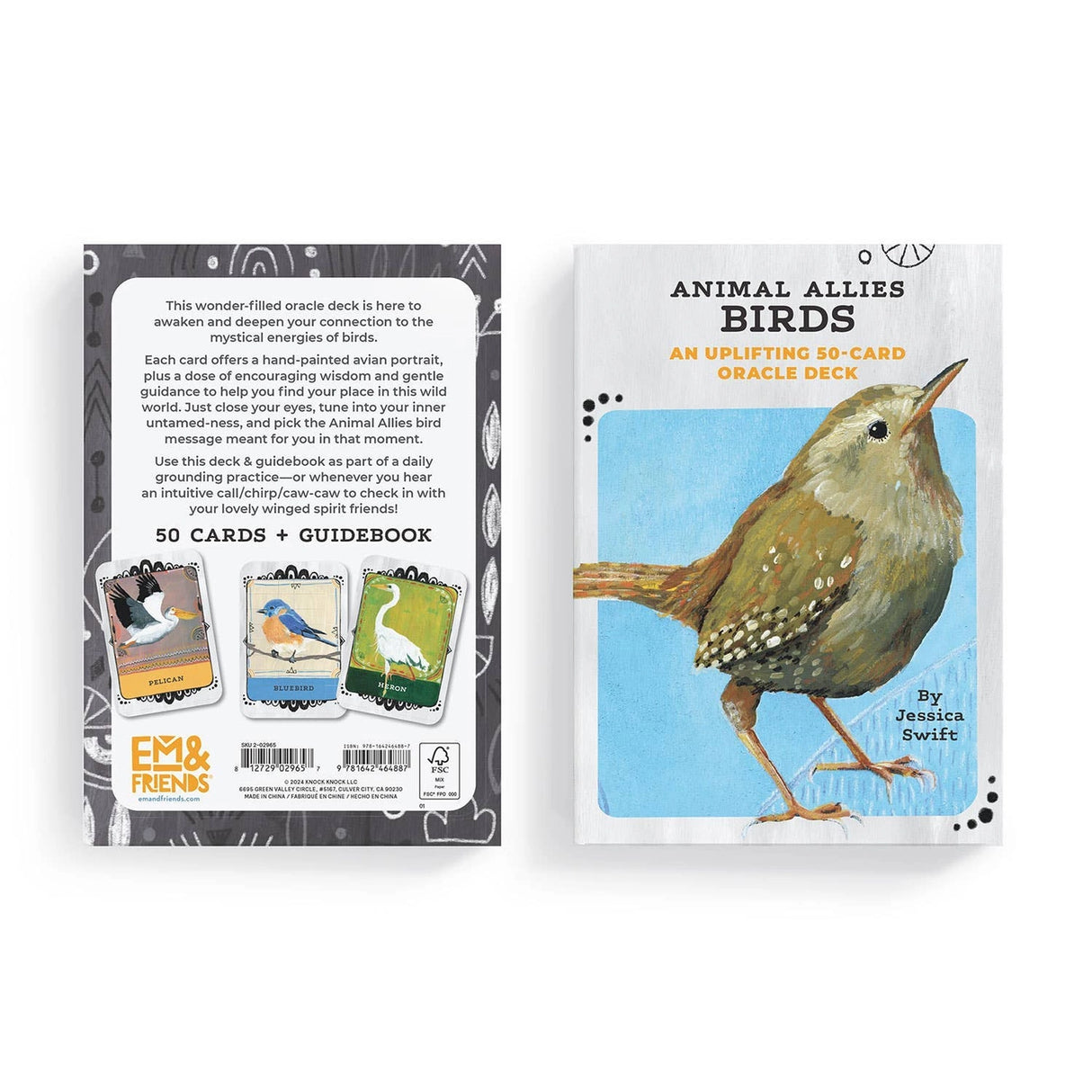 This beautiful oracle deck will help you spread your wings and fly into the wonderful world of birds + self-discovery.
Each card features a hand-painted bird portrait by artist Jessica Swift, and the guidebook is filled with messages and encouragement from 50 different birds that will guide you toward inner adventures and new emotional heights.
Animal deck illustrated by Jessica Swift
50 cards + 56-page guide book
4 x 5.5 x 1.5 inch box with magnetic closure