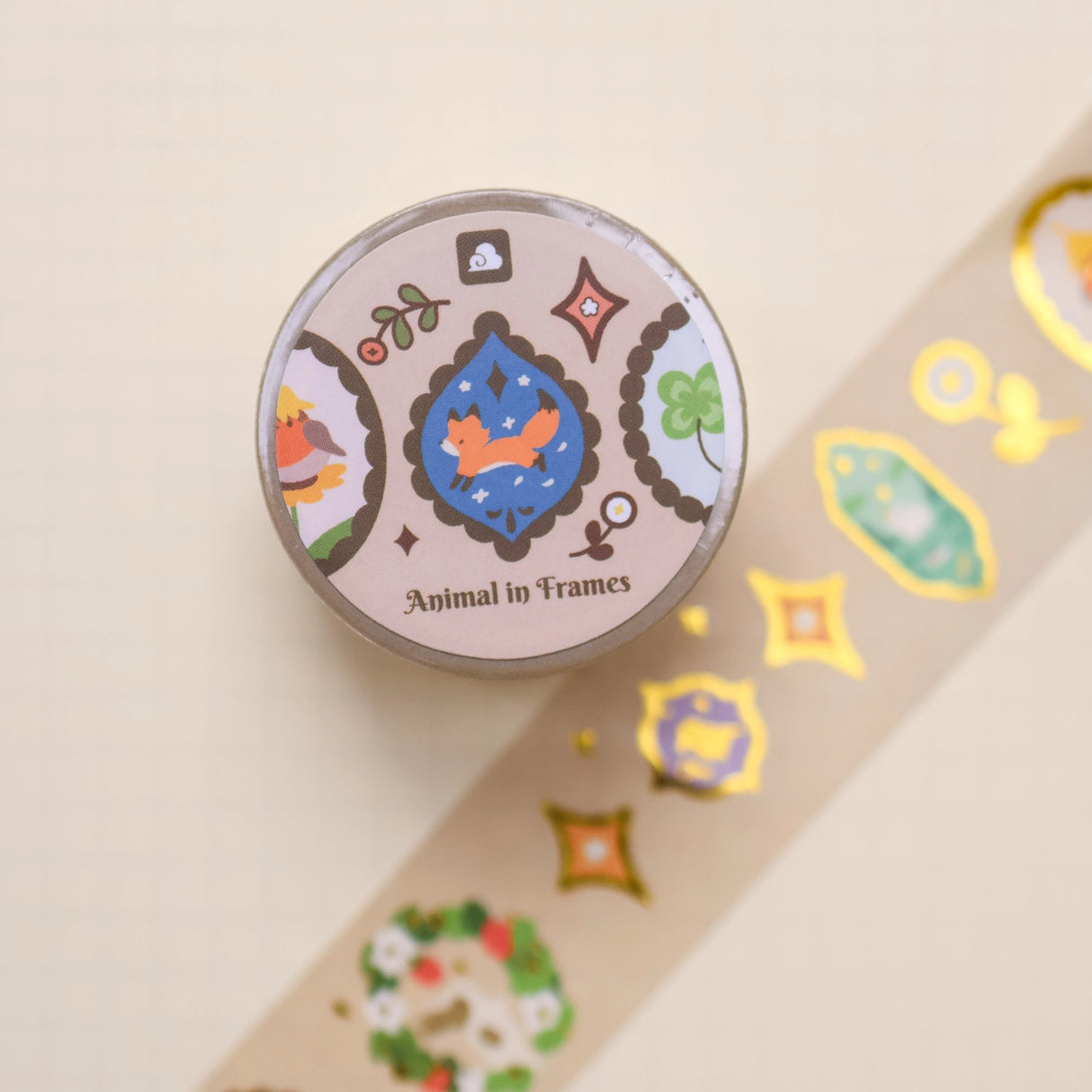 Animal in Frames Foil Washi Tape
Full color washi tape with foil
Width: 25mm
Length: 5m or 16 ft
Designed in San Jose, California
©Thousandskies