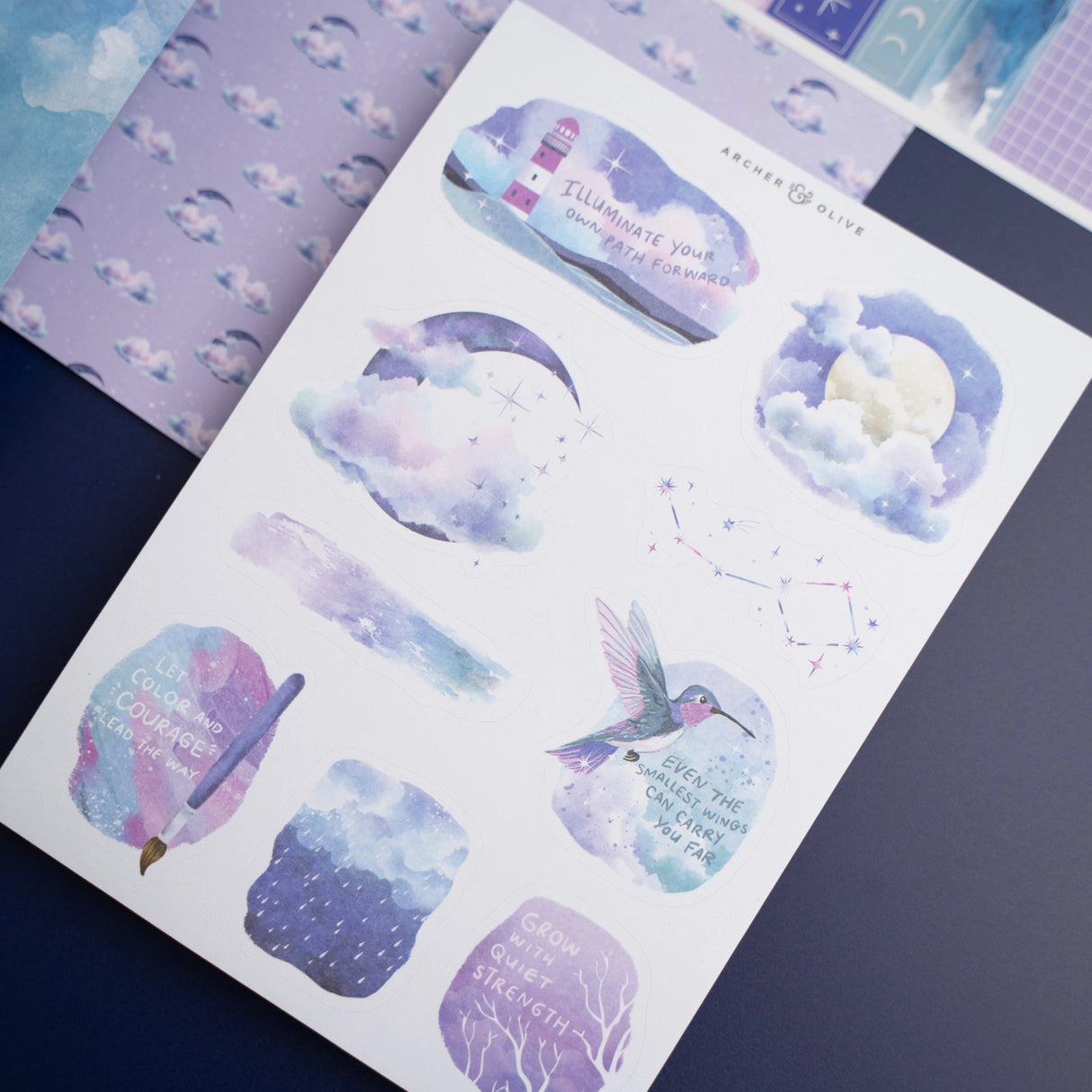 Our Kits contain everything you need to create a cohesive theme in your planner or bullet journal.
This kit will include:
Washi Tape - 2 Designs (2 meters of each design)
5 Unique Sticker Sheets (theme and journaling)
8 Sheets of Collage Paper (2 of each design)
A Clear Binder Sleeve for easy organization
Bonus Item: Label stickers 