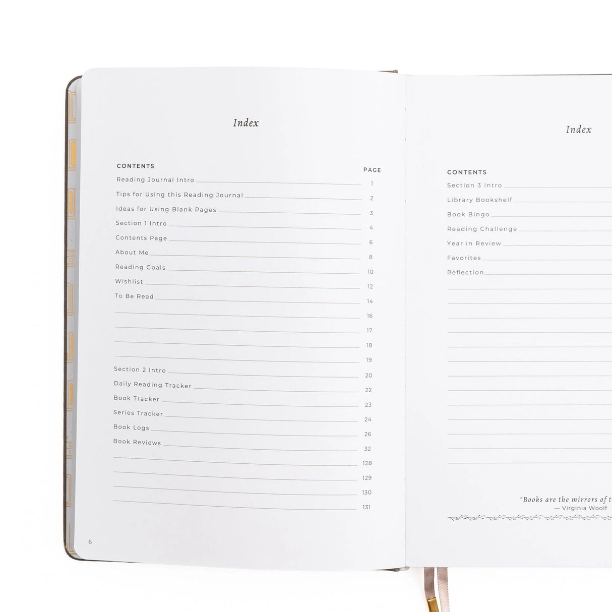 A dreamy Reading Journal in gentle lilac vegan leather, inspired by classic library bindings. Subtle geometric embossing frames a delicate open-book motif, creating a clean, elegant design that appeals to book lovers, writers, and everyday creatives.