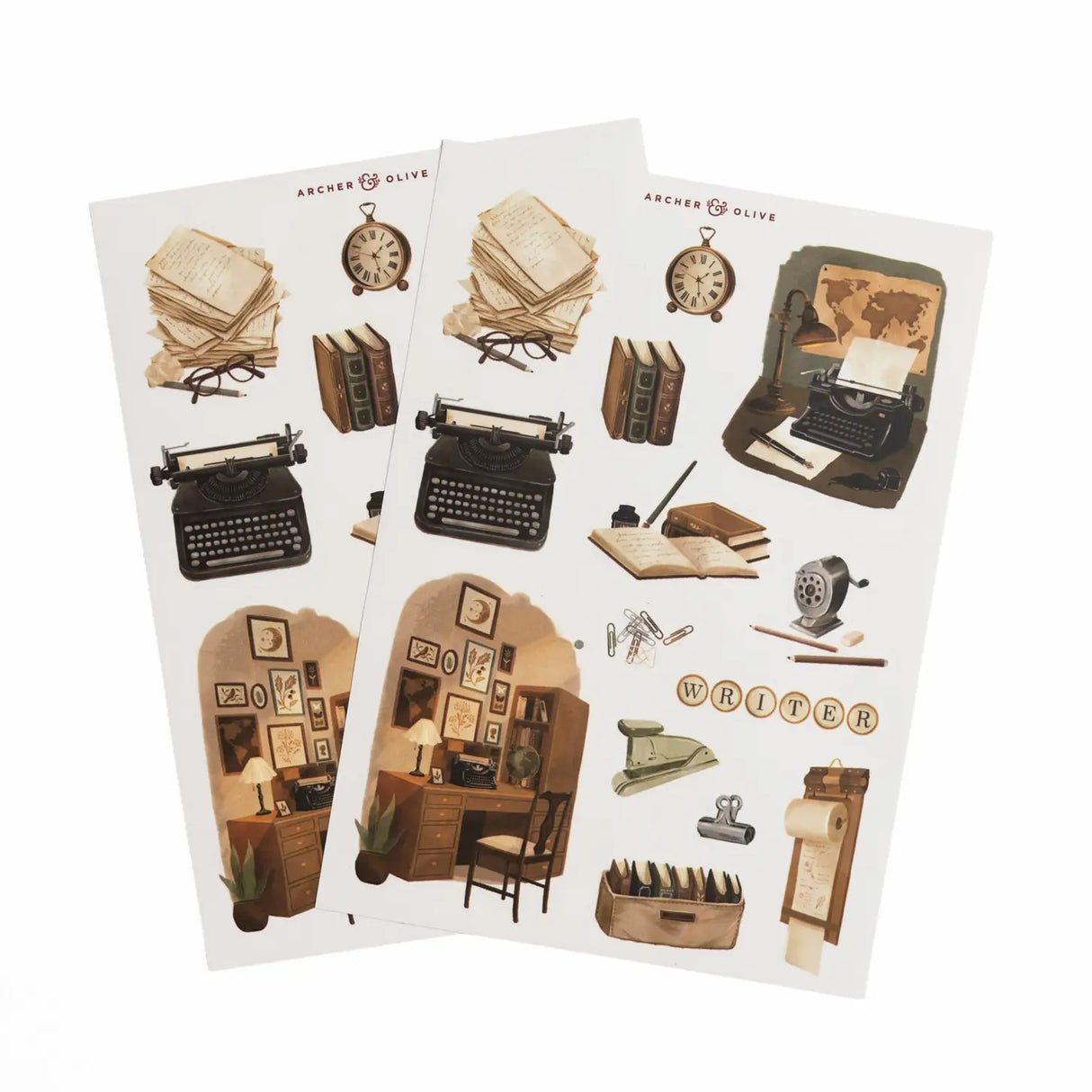 Bring the timeless charm of a writer's workspace to every page with The Writer's Desk Sticker Set.
Inspired by vintage typewriters, handwritten manuscripts, antique office tools, and cozy creative corners, these beautifully illustrated stickers celebrate the joy of putting pen to paper.
Perfect for adding literary charm and nostalgic details to journals, planners, and paper crafts.