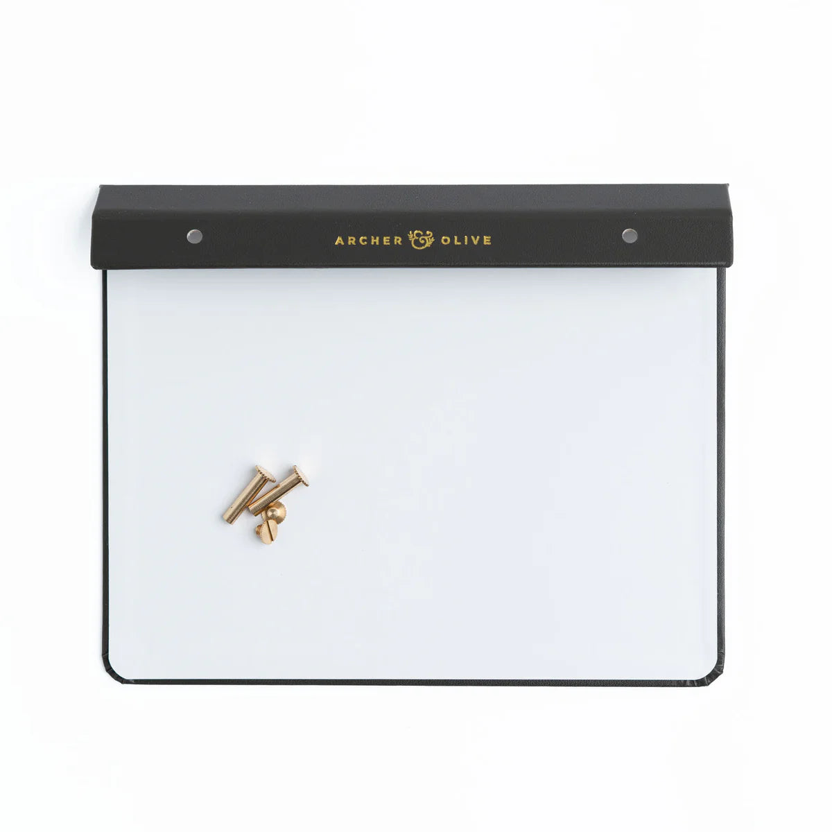 Create your own Notepad with our Notepad Backing + Screws + Box Set. Designed to securely hold your notepad pages with a luxurious finish.
Each set includes:
A sturdy cardboard and vegan leather backing, finished with a gold foiled Archer and Olive logo.
Size: A5
2 gold metal binding screws to secure any Archer and Olive Notepad Refill to the backing.
Durable outer box to store your completed notepad once you create it.
This backing system pairs perfectly with our notepad refills, allowing you to easily a