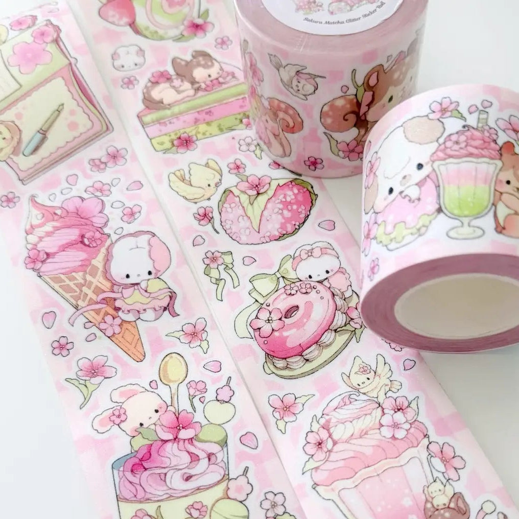 Decorate your journal spreads with this adorable kisscut sticker roll featuring a sparkling glitter texture lamination for an extra magical touch! Perfect for planners, scrapbooking, happy mail, and cozy stationery setups.
Product details:
50mm x 5m (repeat is 800mm)
Vinyl Matte with glitter sand lamination