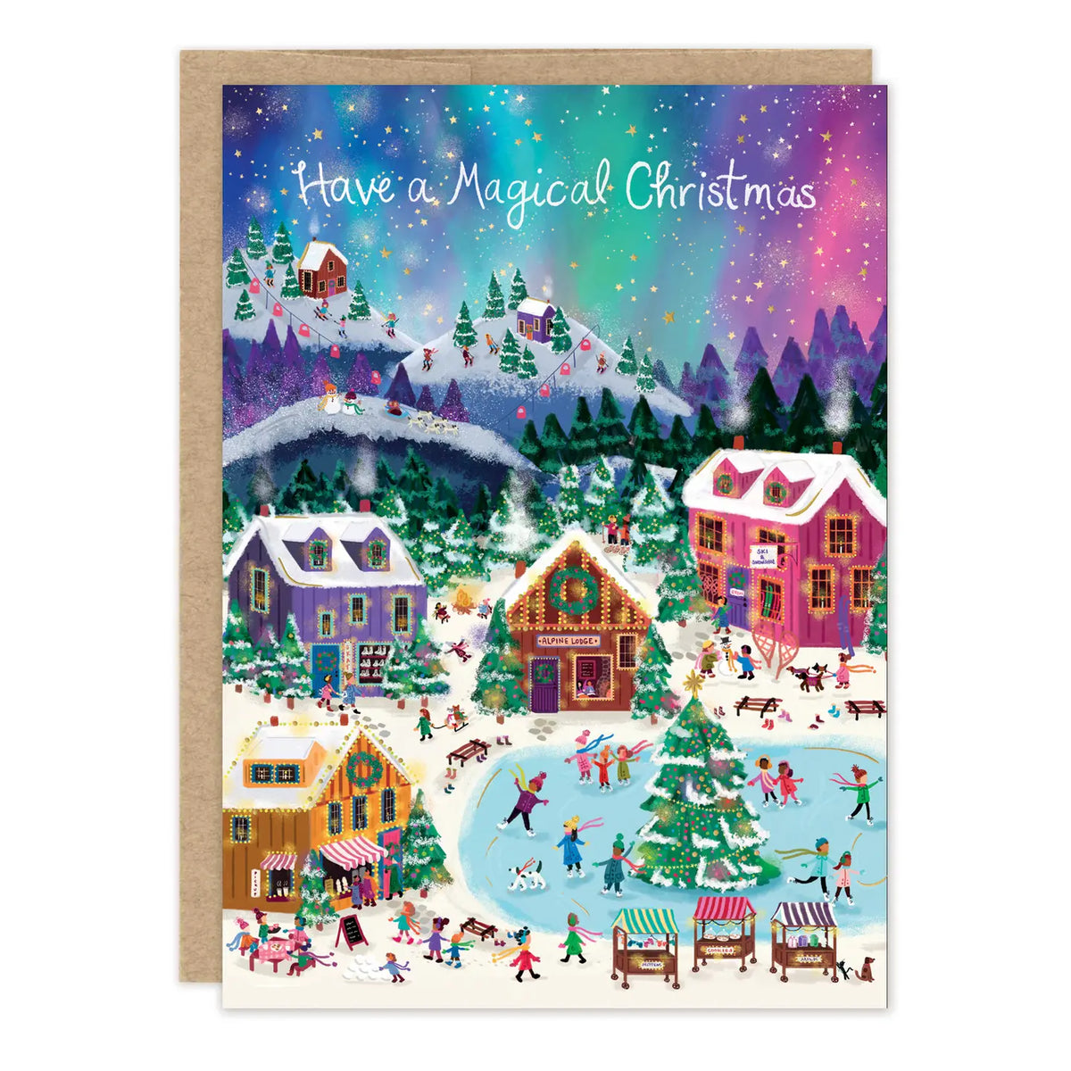 Inside Verse: Sending holiday cheer and wishes for a Happy New Year!
• Size: A6, 4.6" x 6.4"
• Pre-priced
• Paired with a Brown Kraft envelope
• Printed in the USA on high-quality recycled post-consumer waste paper
About the Artist: Joy Laforme is an artist and illustrator living in New Jersey. Working primarily in digital media, she is inspired most by color, light, and the tiny and beautiful details of everyday life.