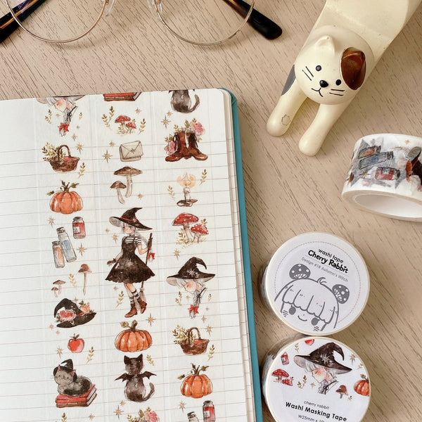 Witchy Washi Tapes Witch Washi Autumn Dark Witch Pastel Kawaii Washi Autumn Washi  Tape Fall Stationery Planner Bullet Journal Bujo 