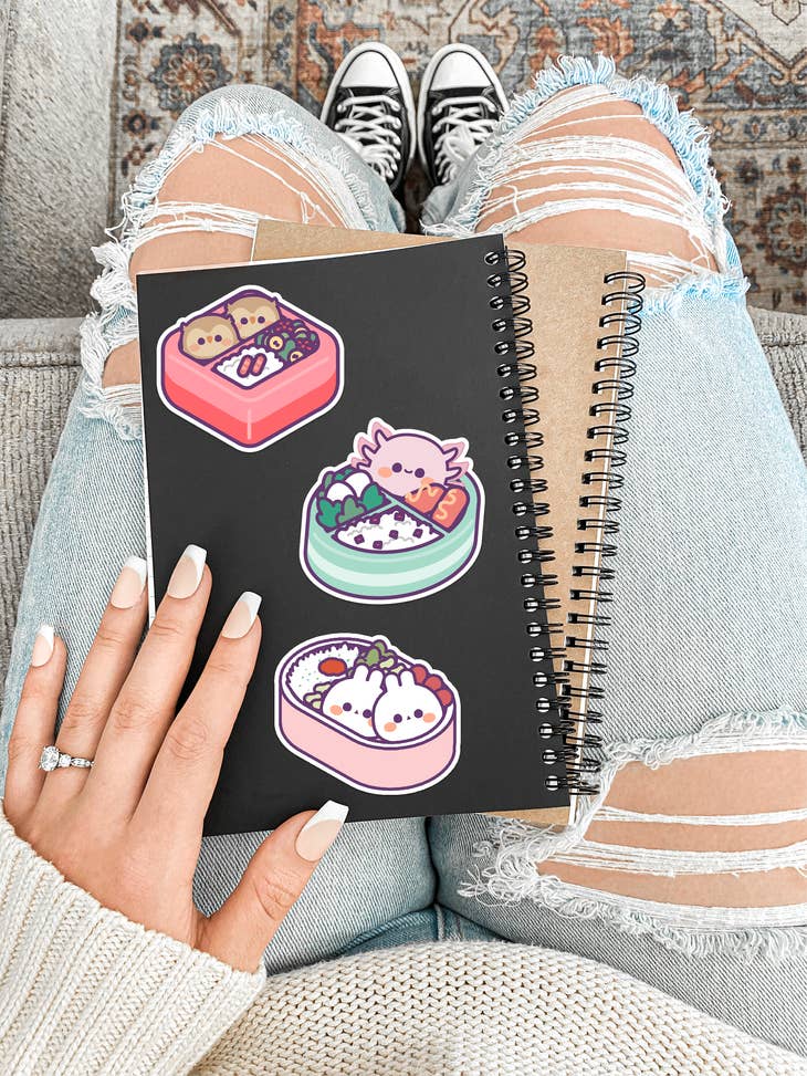 Pegatina de vinilo para caja bento con forma de ajolote