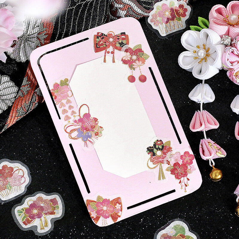 Pegatinas de copos de nieve de color rojo escarlata de Sakura