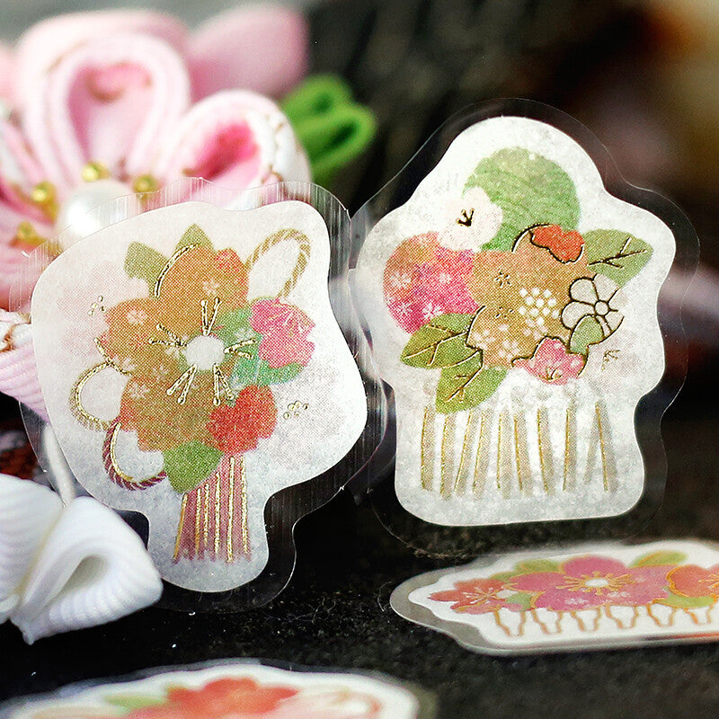 Pegatinas de copos de nieve de color rojo escarlata de Sakura