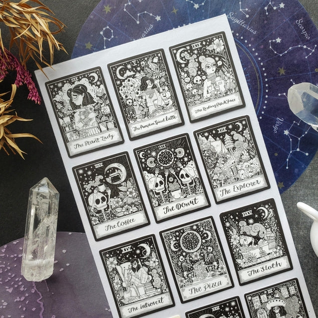 B&W Tarot Sticker Sheet