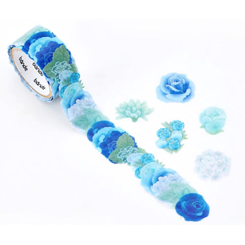 Bande Rose Bouquet Blue Washi Roll Sticker