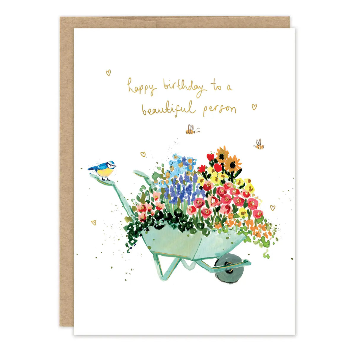 Beautiful Person Birthday Card
Inside verse: Hope your day is as lovely as you are
• Gold foil details
• Illustrated by Louise Mulgrew
• Size: A6, 4.5" x 6.25"
• Paired with a kraft envelope
• Printed in the USA on beautiful FSC-certified 10% post-consumer waste recycled paper.
• Eco-friendly, 100% recyclable
• Plastic-free packaging
About The Artist: Working with gouache and watercolor, Louise designs in her tiny studio in Brighton, England, inspired by her love of all animals, and passion for the natur