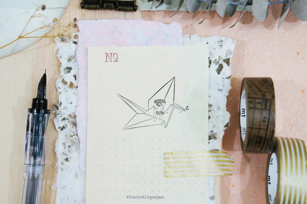 Black Milk Project - Paper Crane Rubber Stamp
Size: 4cm x 4.5cm
The stamps are made of industrial high grade red rubber with the finest details. As all stamps are assembled, cut, sanded by hand, size and shape may vary slightly. Wood material will differ depending on what the forest elves bring!
Stamps might be slightly stained because of quality tests during the process, but it will not affect your stamping color. 