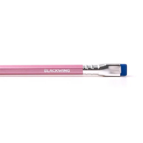 A favorite of calligraphers and illustrators, the Blackwing Pearl pencil includes a balanced and smooth graphite core that is softer than the graphite found in the Blackwing 602 but firmer than the graphite found in the Blackwing Matte. Perfect for daily writing, journaling, and sketching. Each pencil features a pearlescent white, pink, or blue finish, our iconic square Blackwing ferrule, and a replaceable eraser.
Blackwing Pearl pencils come in a 12-pack gift box that doubles as a pencil cup.