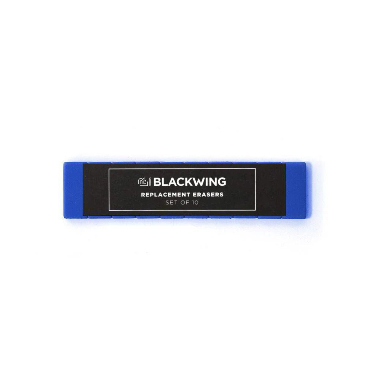 Blackwings have always been known for their iconic, replaceable, square erasers. To replace your eraser, slide the eraser and clip out of the ferrule, remove the clip from the old eraser, place the new eraser into the clip, and insert the new eraser and clip into the ferrule.
Replacement erasers come in sets of 10 and are available in black, white, pink, green, blue, navy blue, orange, yellow, red and grey.