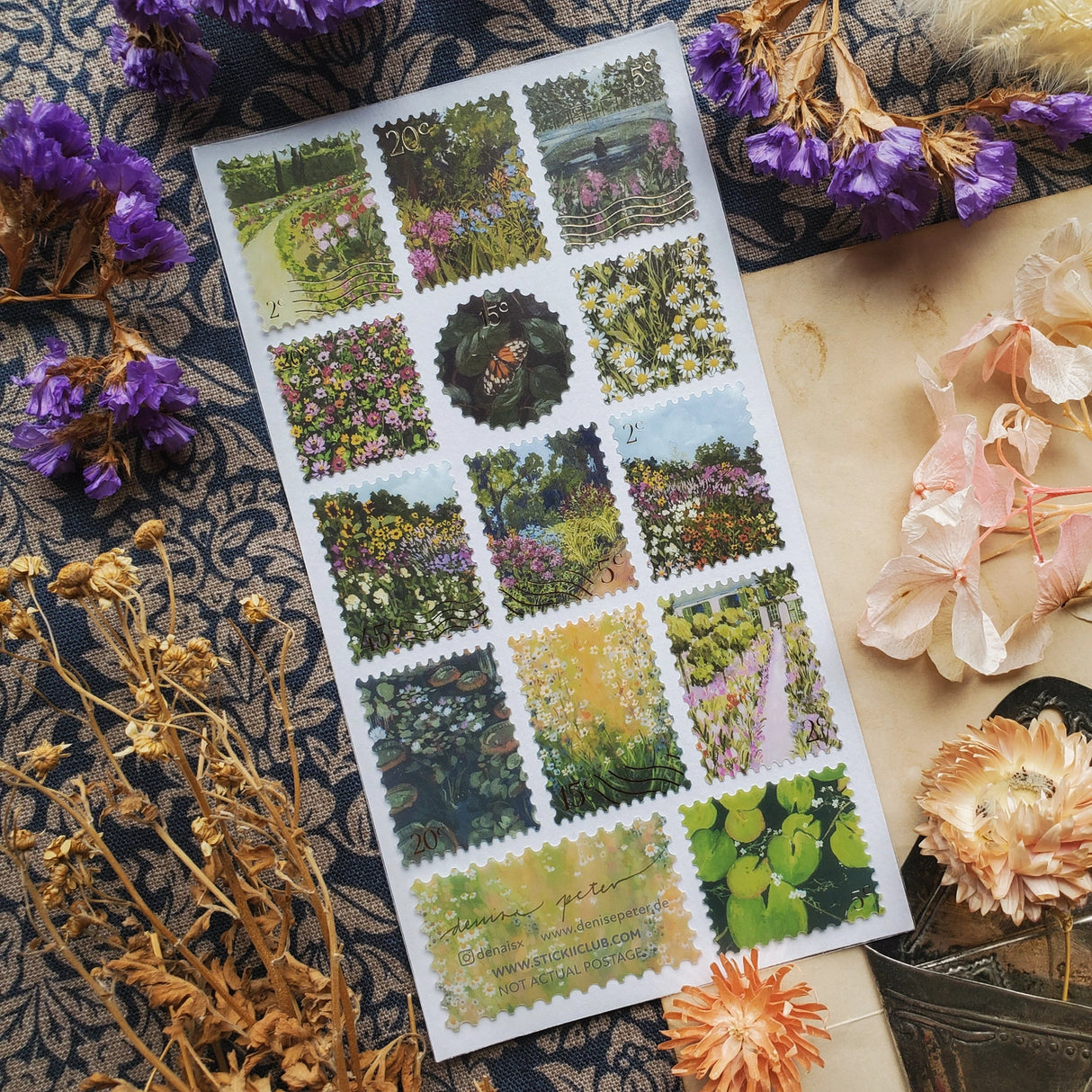🌼🌷 Stop and smell the flowers in @denaisx’s radiant garden, where every corner bursts with color and life. From golden fields of daisies to secret garden walkways framed in pink blooms, this sheet is filled with nature at its most joyful and abundant. Romantic, vibrant, and endlessly wander-worthy, these stickers will bring the magic of a garden in full bloom straight to your pages.
Art by: @denaisx
Top Coating: None
Adhesive Layer: PVC (plastic)
Backing Layer: Clear PET
6.69" x 3.54".
Weight - 0.03lbs.