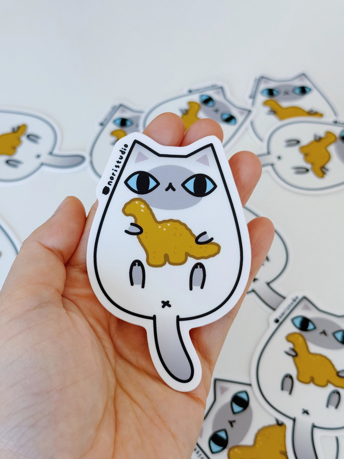 Blue Point Siamese Cat with Dino Nugget Vinyl Sticker