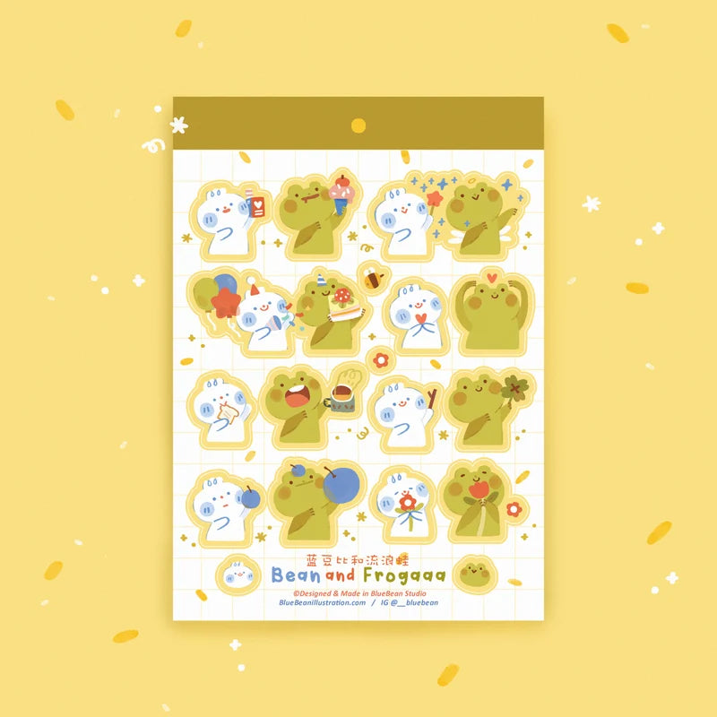 Here is where whimsical illustrations and delightful goodies come to life. Add a touch of artistry to your world.
Sticker sheer featuring artwork from Blue Bean Illustrations
Approximately 4.5in x 5.5in
Comes with one sticker sheet