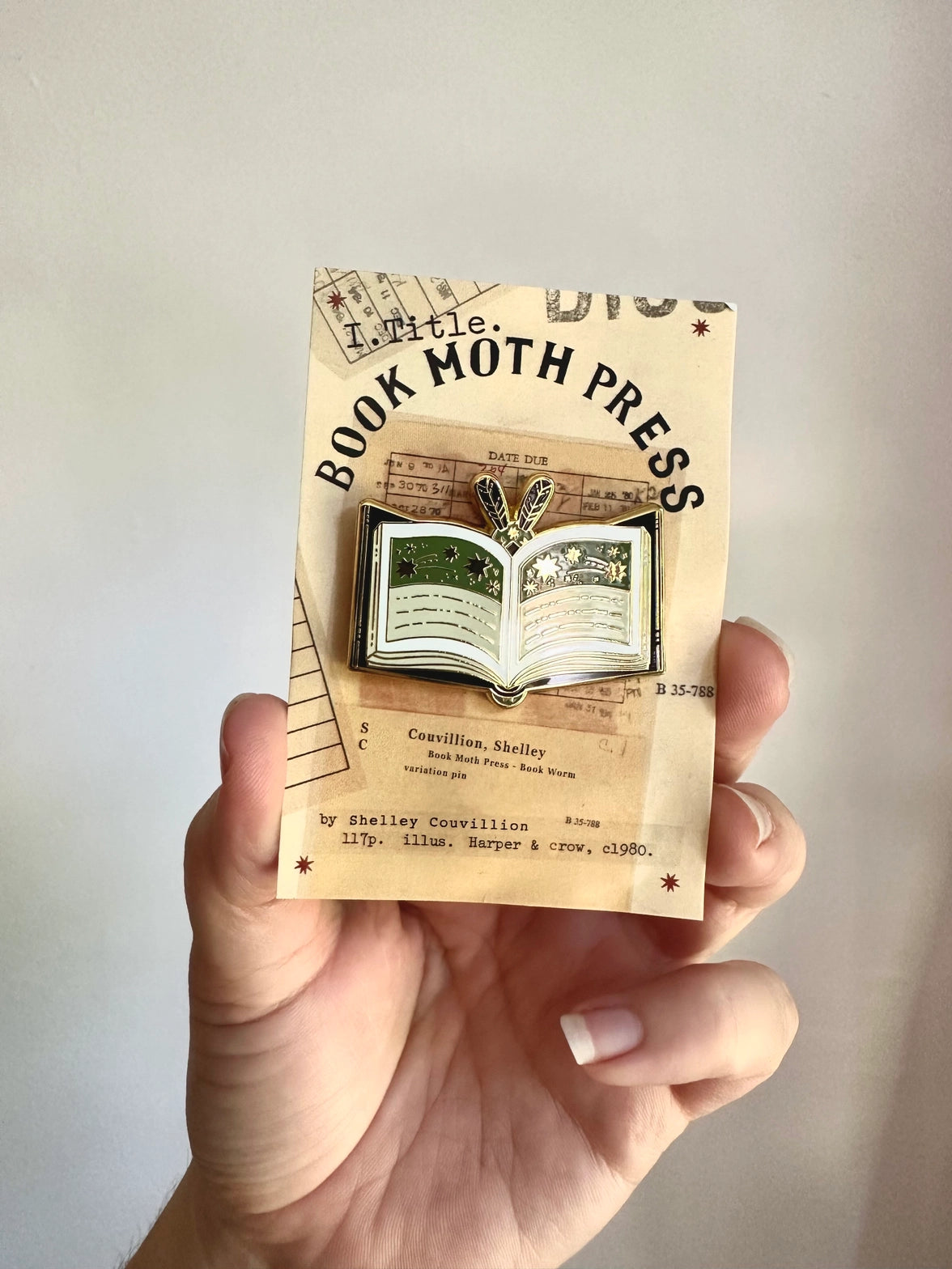 Shelley Couvillion - Book Moth Enamel Pin