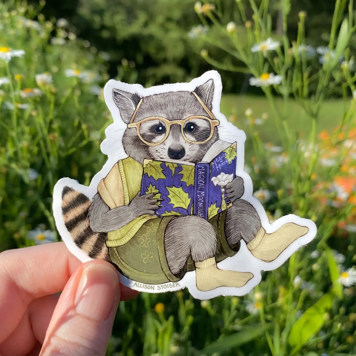 Bookish Raccoon Vinyl Sticker
