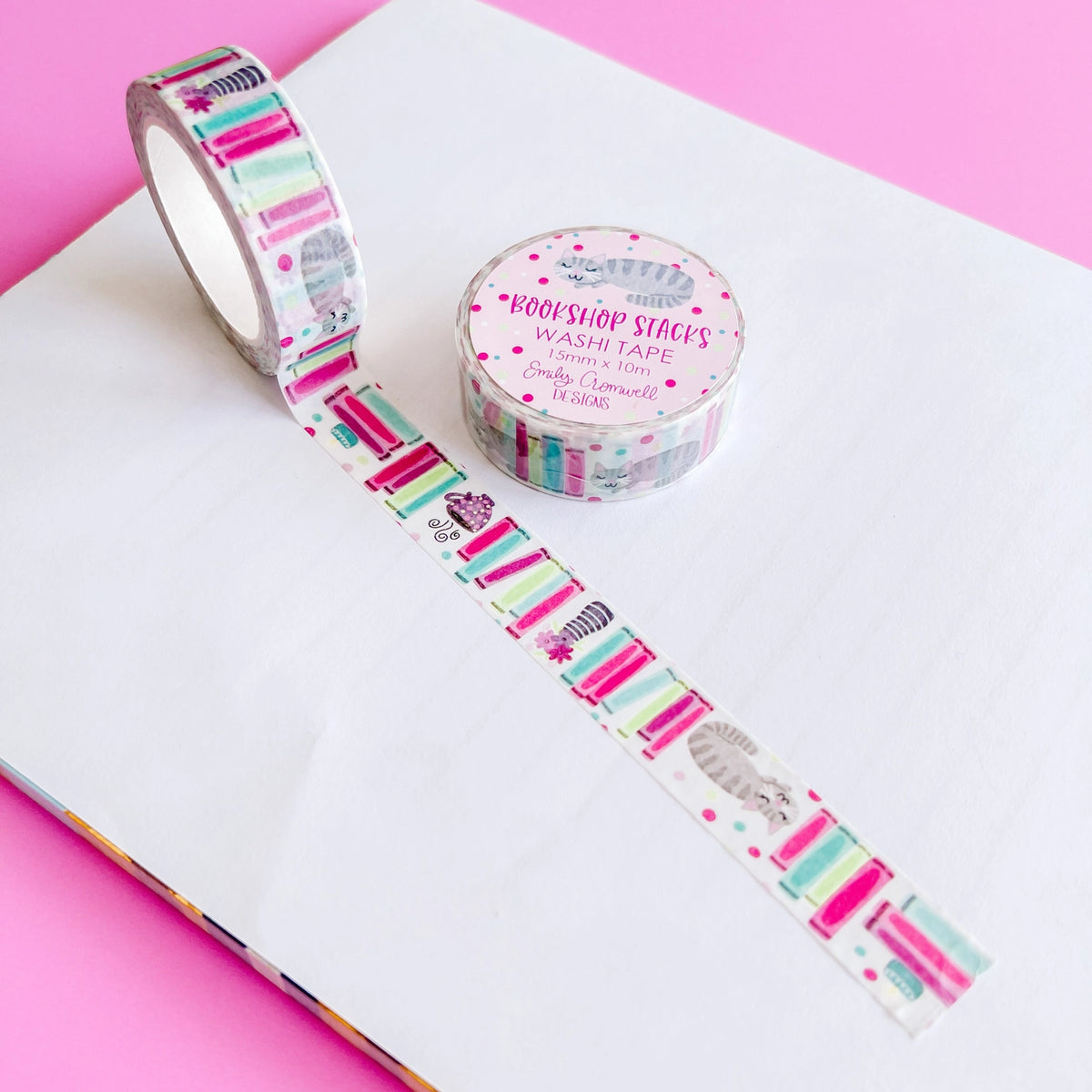 ✦ DETAILS ✦
Size: 15mm width x 10m length
Removable Washi Tape
Slightly Transparent
Features my hand drawn design as a repeat pattern