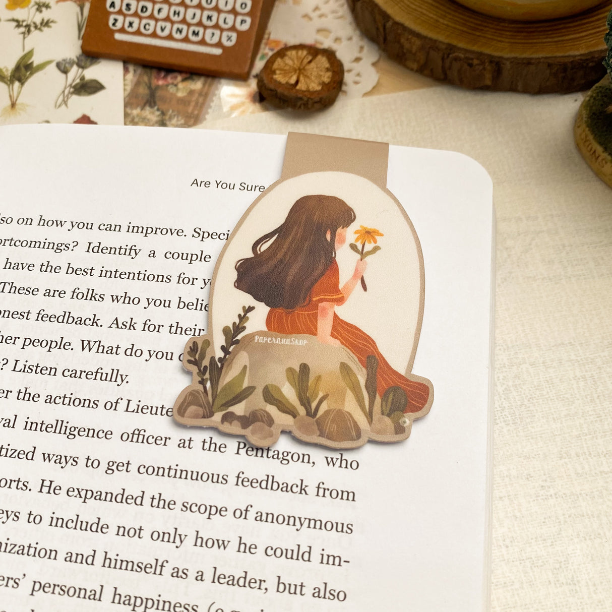 PaperaicaShop Contemplating Life Magnetic Bookmark
